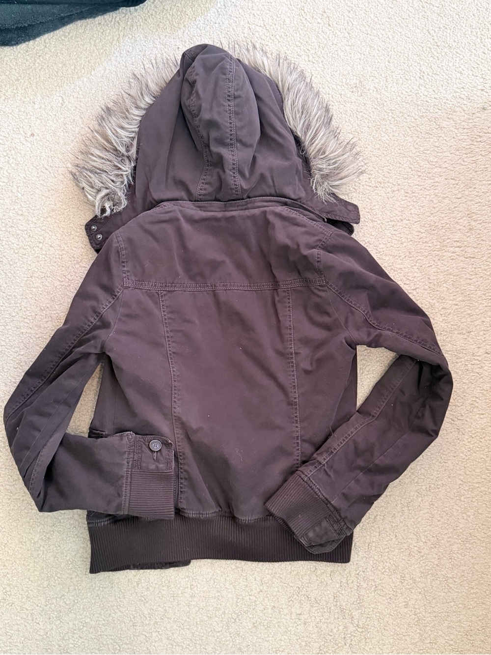 Abercrombie & Fitch Plaid fur Hooded Utility Jacket in Brown Size Medium - Picture 2 of 5